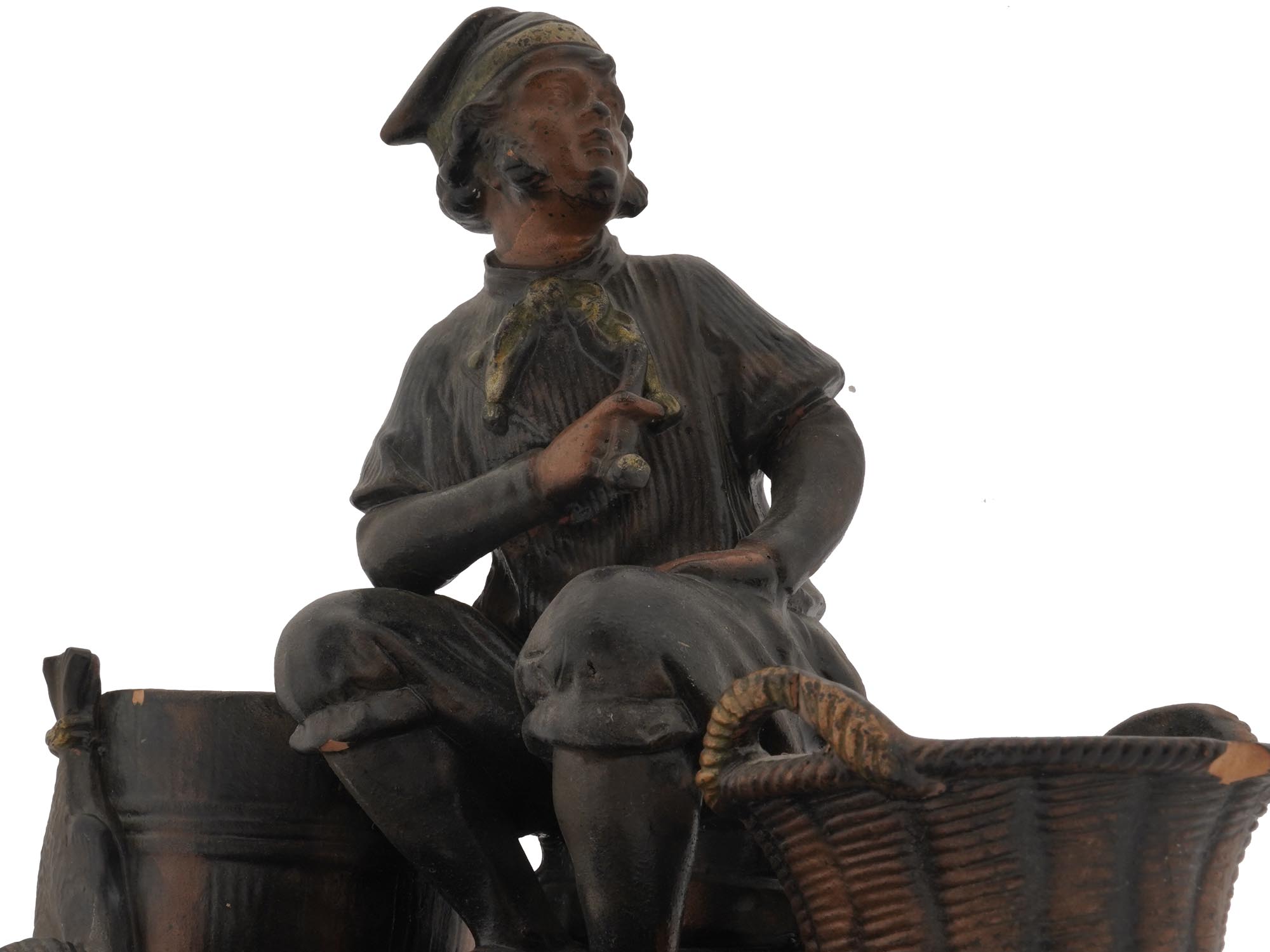 PAINTED CERAMIC DESK DECOR FIGURE OF A FISHERMAN PIC-5